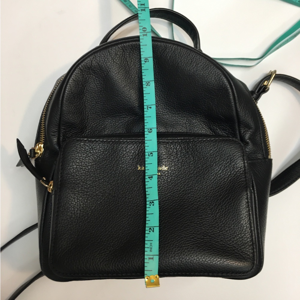 Kate Spade Cow Leather Zipper Backpack Black Gold Classic Preppy - Picture 15 of 15